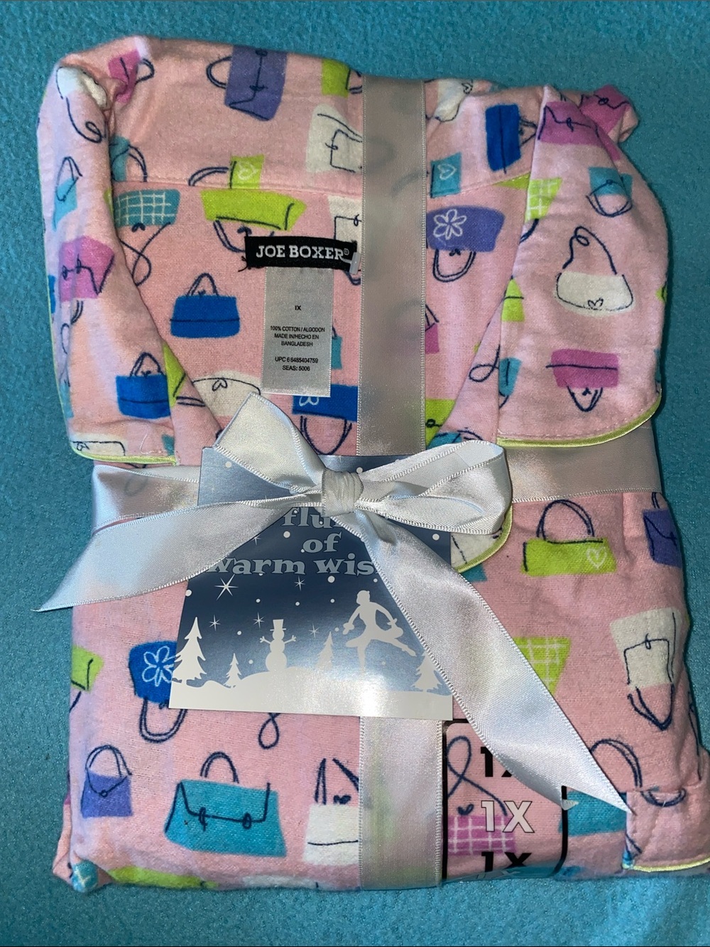 JOE BOXER vintage flannel cotton pajama set multicolor purse print NEW size 1X